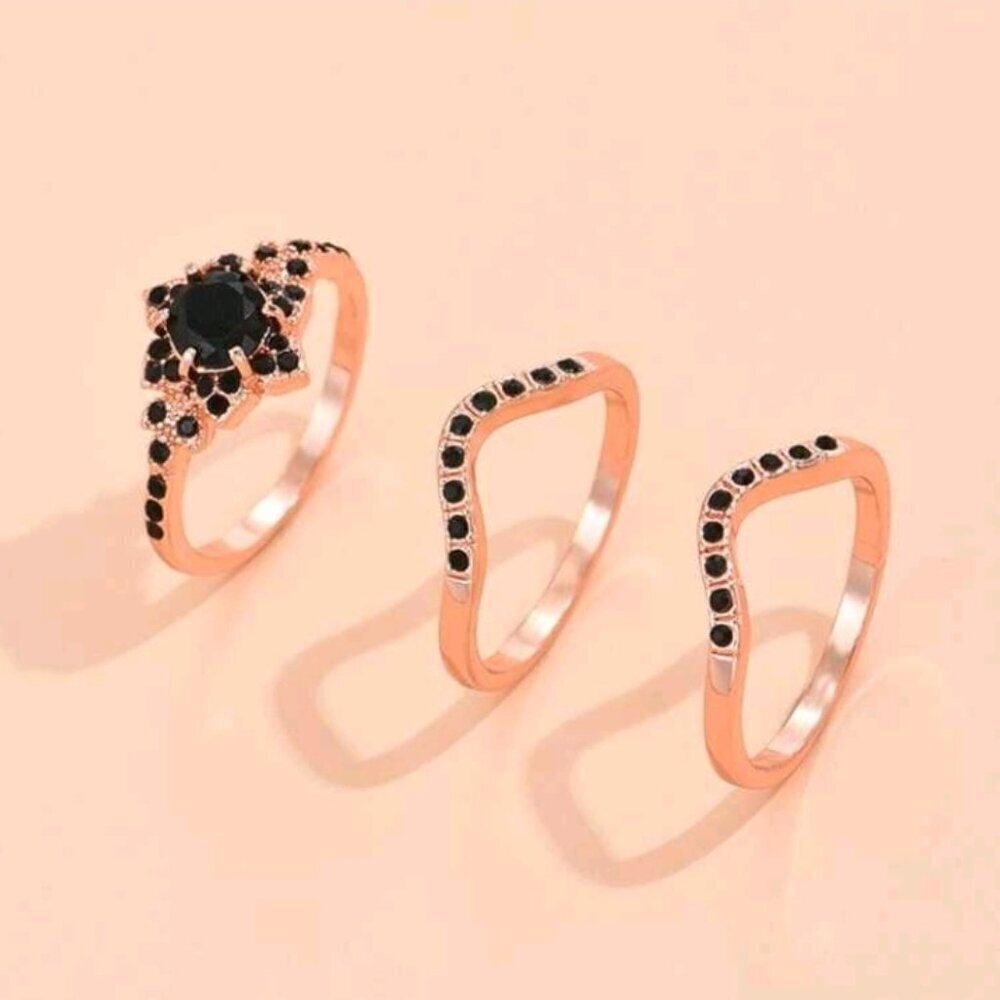 3 Pcs/ Set Rhinestone Decor Ring - Picture 3 of 7